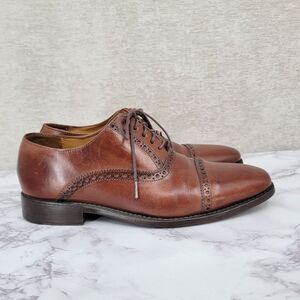 Cole Haan Nike Air Classic Brown Leather  Men's Dress Shoes Brogue Cap Toe